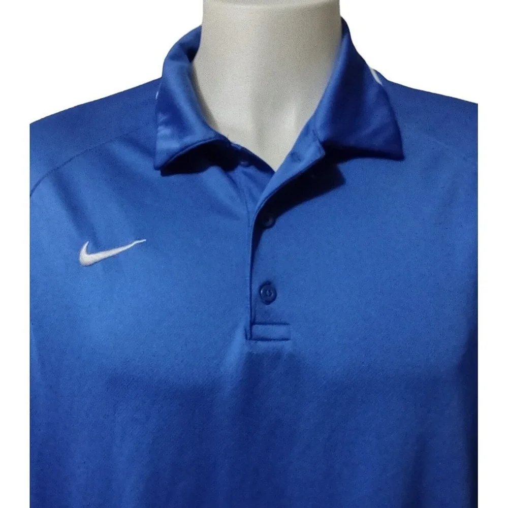 Nike Polo Shirt Mens Blue Norm Core Athleisure Logo Short Sleeve Top Relaxed Fit